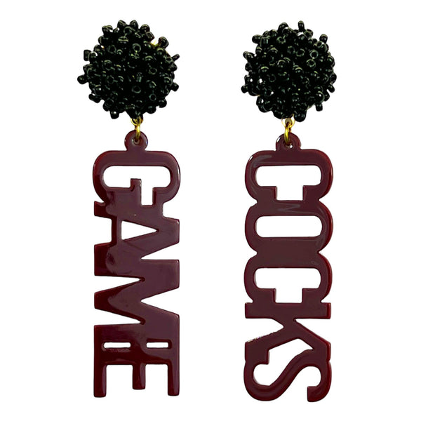 "GAME" & "COCKS" Letter Earrings
