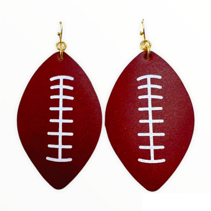 Gameday Garnet Leather Football Earrings