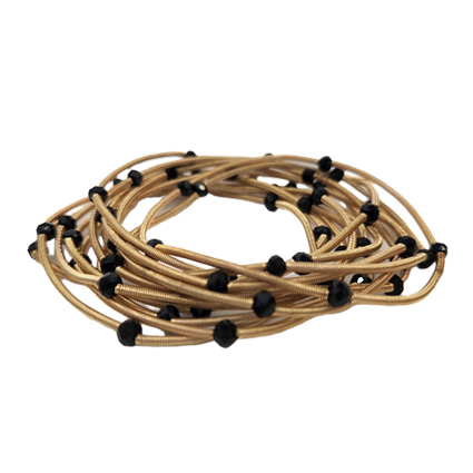 Gameday Gold Wire Black Bead Bracelet Set