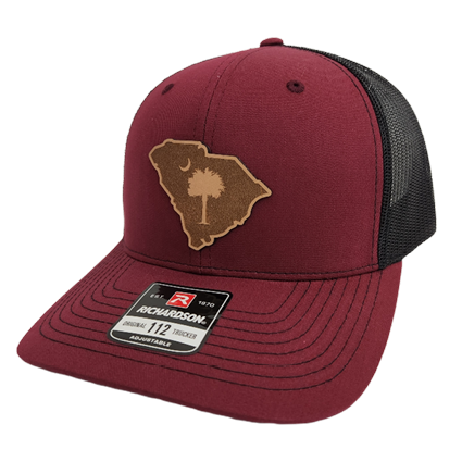 Richardson Snapback Trucker Cap Garnet/Black with State Patch Palmetto Logo