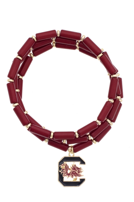 South Carolina Gamecocks Logo Beaded Bracelet