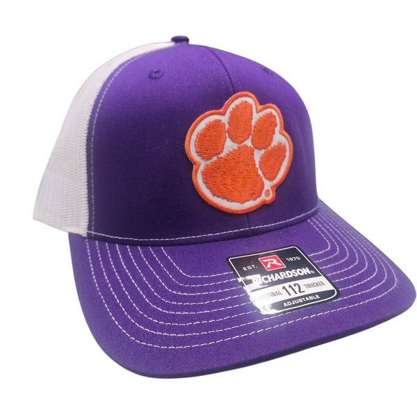 Richardson Clemson Snapback Trucker Cap Purple with Orange Paw