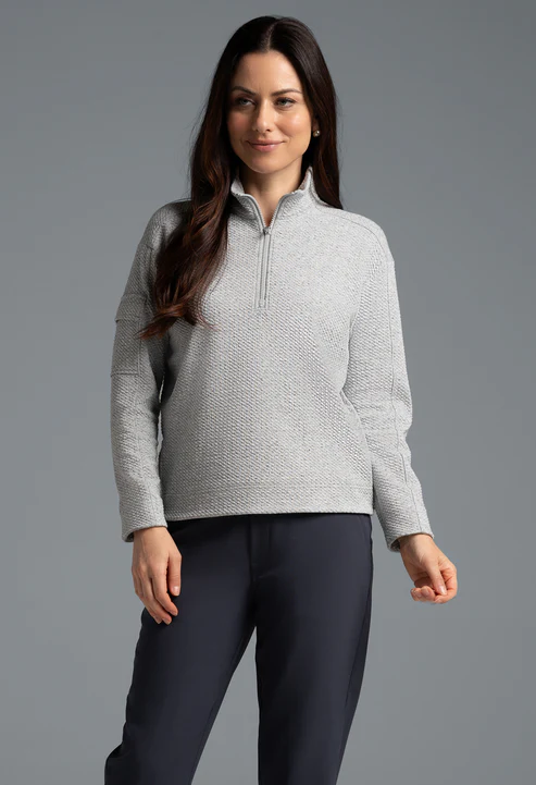 IBKUL Popcorn Stitch 1/4 Zip Pullover- Oxford