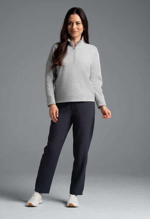 IBKUL Popcorn Stitch 1/4 Zip Pullover- Oxford