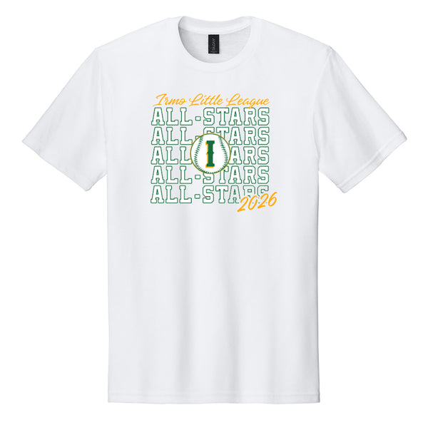 Irmo Little League Baseball Repeating All Stars Graphic Tee with Player Name & Number