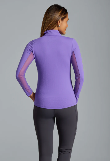 IBKUL Women's Long Sleeve Mock Neck 1/4 Zip Top- Plum