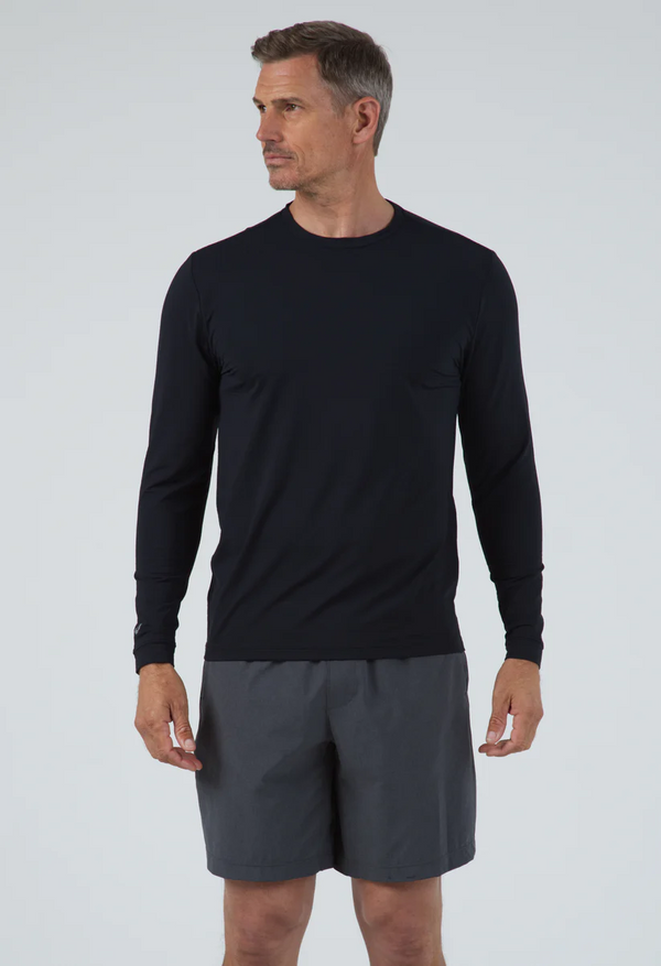 IBKUL Men's Long Sleeve Crew Neck Top- Black