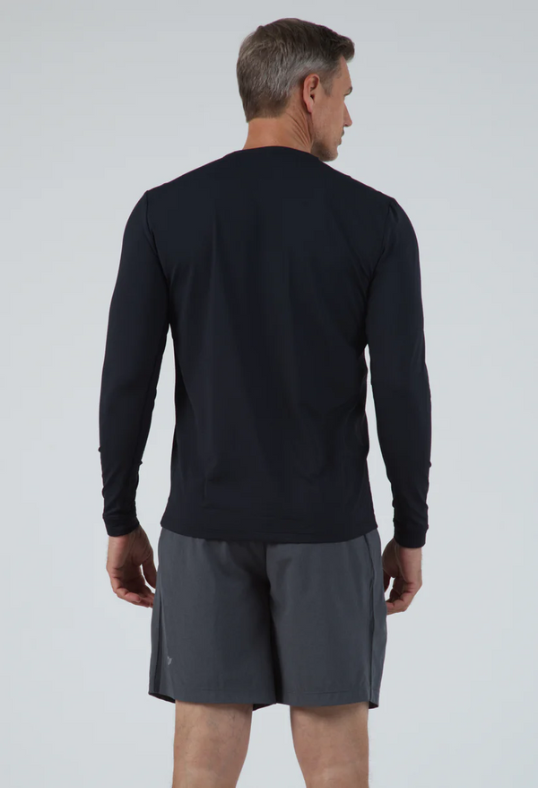 IBKUL Men's Long Sleeve Crew Neck Top- Black