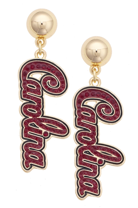 South Carolina Gamecocks Pave Outline Earrings