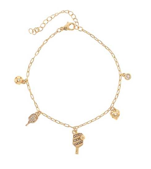 5 Charm Gold Pave Pickleball Bracelet