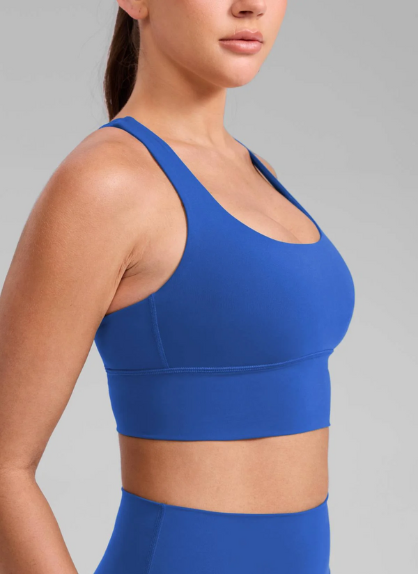 CRZ Yoga Nakedfeel Longline Criss Cross Bra- Waves Blue