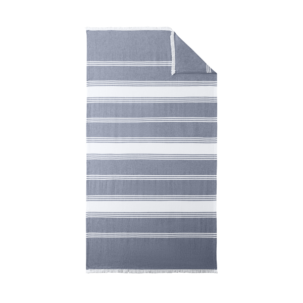 Striped Lightweight Beach Throw - River Blue/White