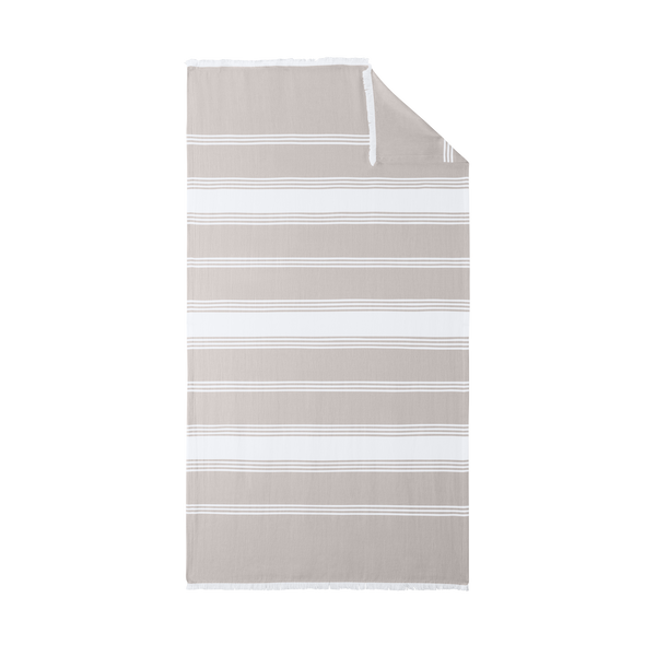 Striped Lightweight Beach Throw - Sahara/White
