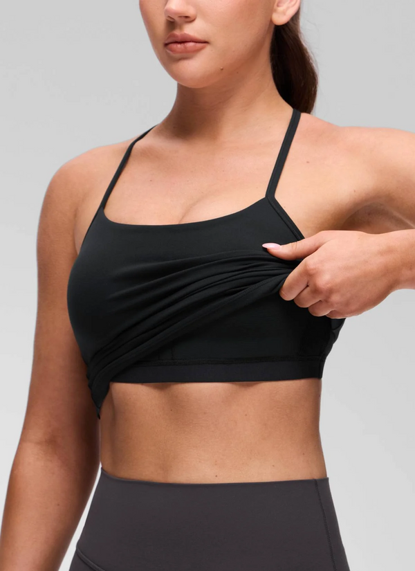 CRZ Yoga Butterluxe Waist Length Y Back Built in Bra Tank- Black
