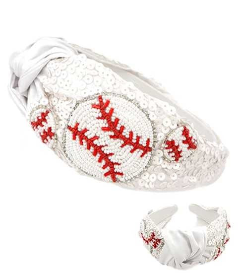 Baseball Beaded Knot Headband