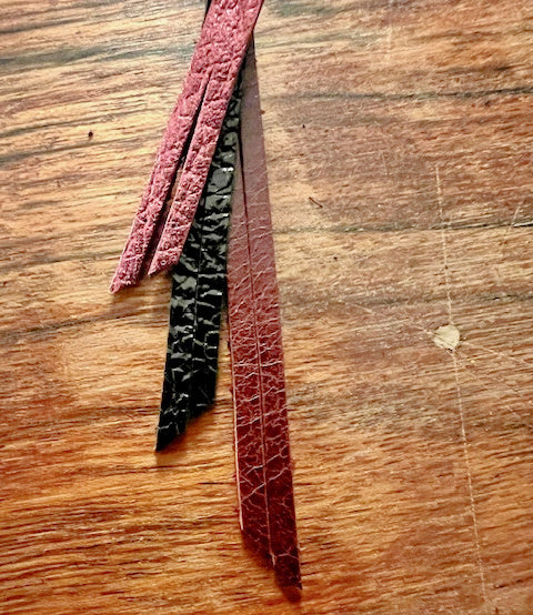 Garnet & Black Leather Earrings