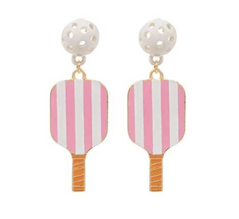 Stripe Pickleball & Ball Drop Earring