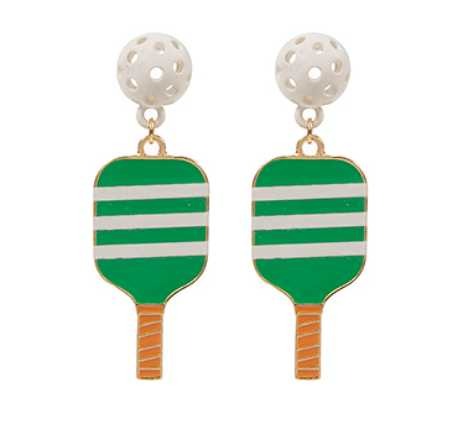 Stripe Pickleball & Ball Drop Earring