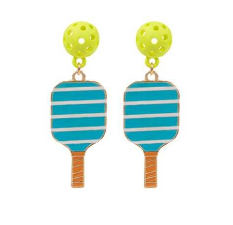 Stripe Pickleball & Ball Drop Earring