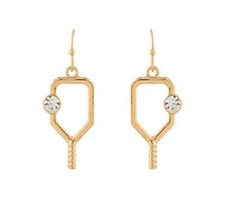 Small Open Pickleball with Crystal Drop Earrings