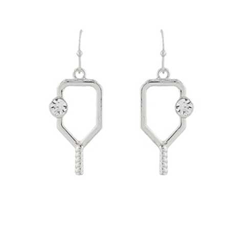 Small Open Pickleball with Crystal Drop Earrings