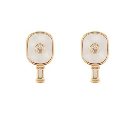 Acrylic Pickleball & CZ Stud Earrings