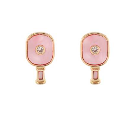 Acrylic Pickleball & CZ Stud Earrings