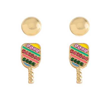 Pickleball Sport 2 Stud Earring Set