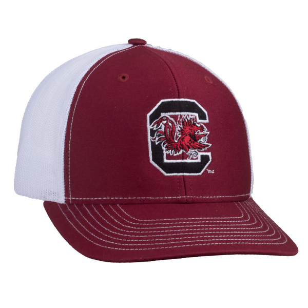 Carolina Gamecocks Block C Logo Richardson Mesh Hat - Garnet/White