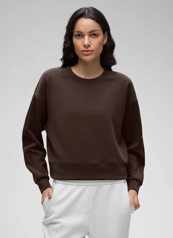 CRZ Yoga SoftAura Crewneck Pullover Sweatshirt- Hot Fudge Brown