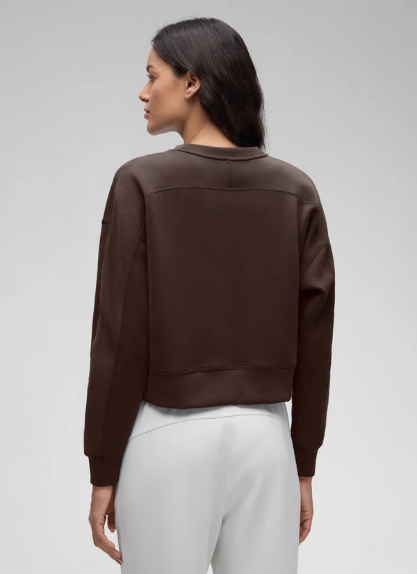 CRZ Yoga SoftAura Crewneck Pullover Sweatshirt- Hot Fudge Brown