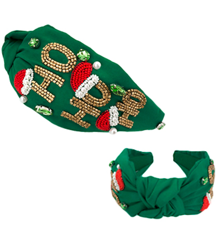 Ho Ho Ho Bead, Rhinestone & Pearl Headband