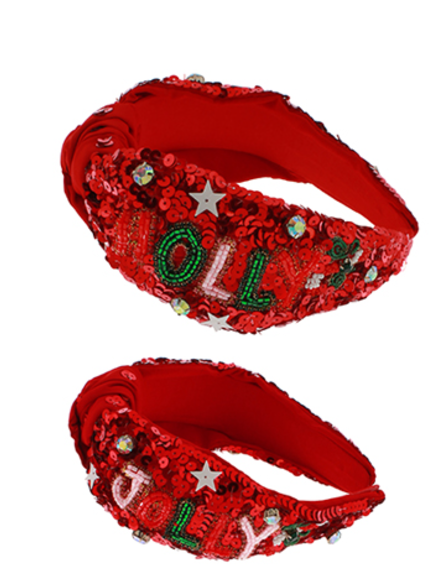 Holly Jolly Sequin & Beaded Headband