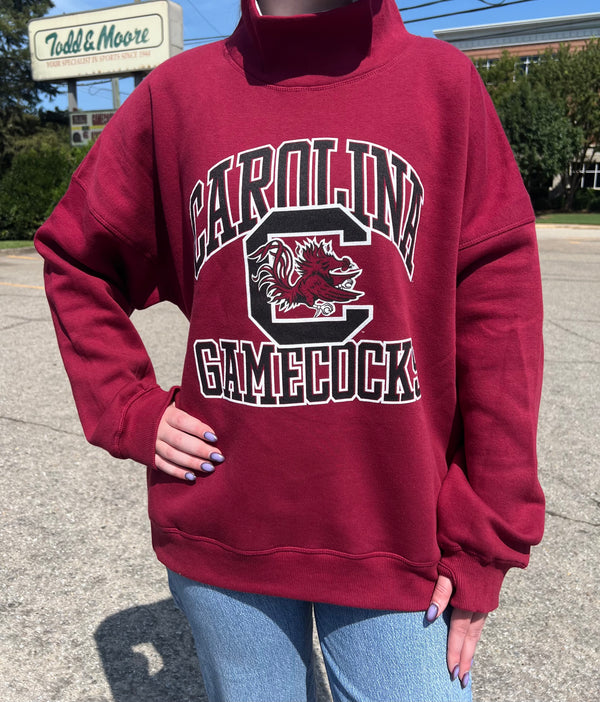 Women's Garnet Mock Neck Carolina Gamecocks Sweatshirt
