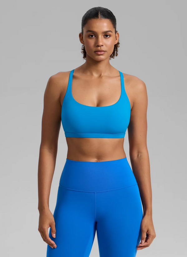 CRZ Yoga Nakedfeel Low-Cut Strappy Bra/8 Straps- Madagascar Blue