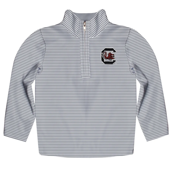 South Carolina Gamecocks Embroidered Kids Gray Stripes Quarter Zip Pullover