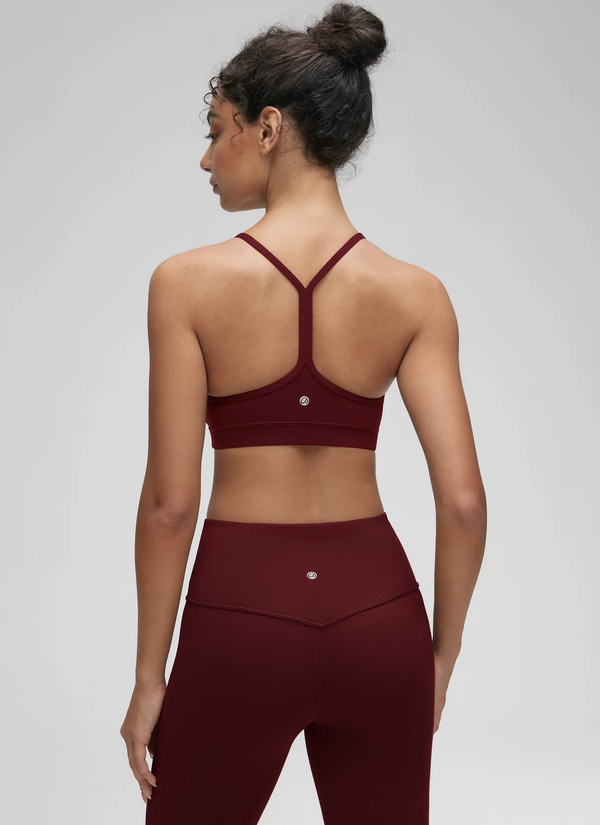 CRZ Yoga Butterluxe Y Back Spaghetti Strap Bra- Red Merlot