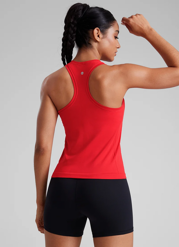 CRZ Yoga Seamless Racerback Scoop Neck Tank- Deep Red