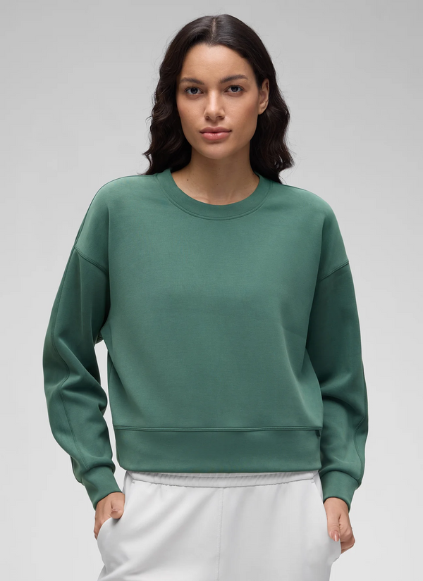 CRZ Yoga SoftAura Crewneck Pullover Sweatshirt- Dark Forest Green