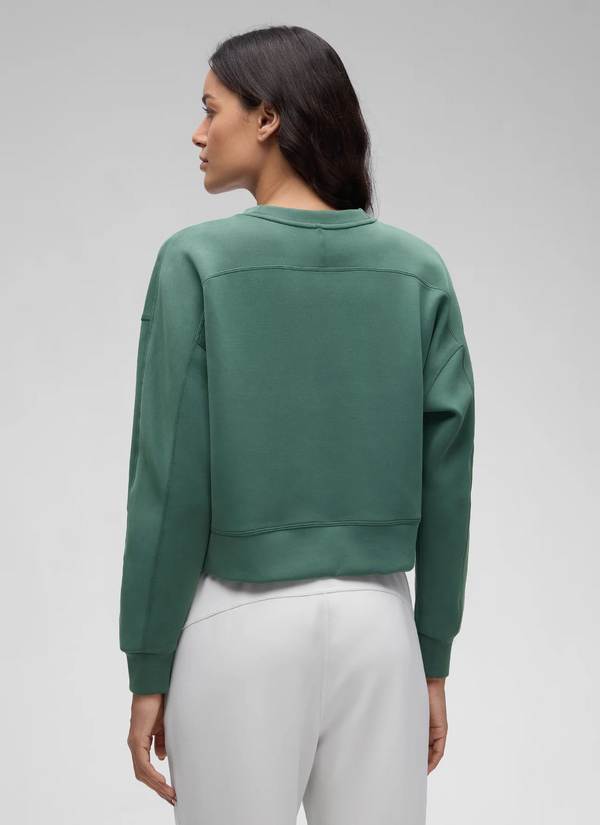 CRZ Yoga SoftAura Crewneck Pullover Sweatshirt- Dark Forest Green