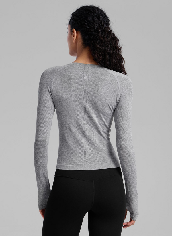 CRZ Yoga Seamless Thumbhole Long Sleeve- Slate Grey Marl