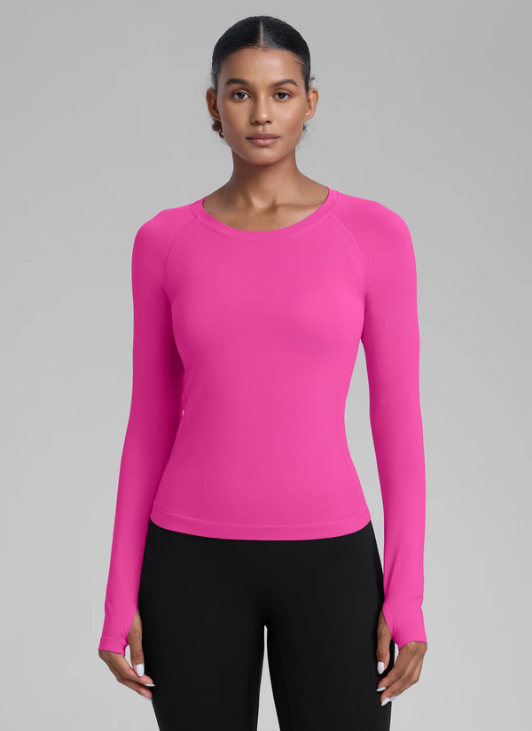 CRZ Yoga Seamless Thumbhole Long Sleeve- Hibiscus Purple