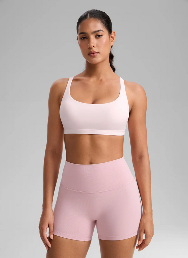 CRZ Yoga Nakedfeel Low-Cut Strappy Bra/8 Straps- Strawberry Pink