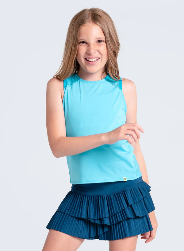 Lucky In Love Girls Tie Break Tank - Parrot