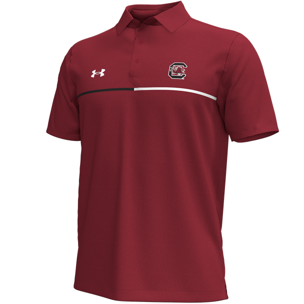 Under Armour Garnet South Carolina Gamecocks Playoff Chest Stripe Performance Polo-Garnet