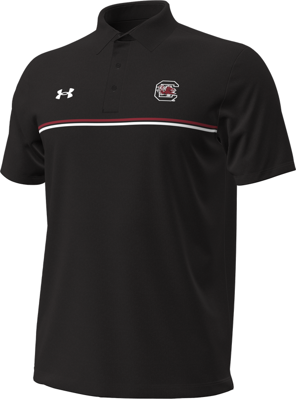 2025 South Carolina Gamecocks Under Armour Performance Stripe Polo Black