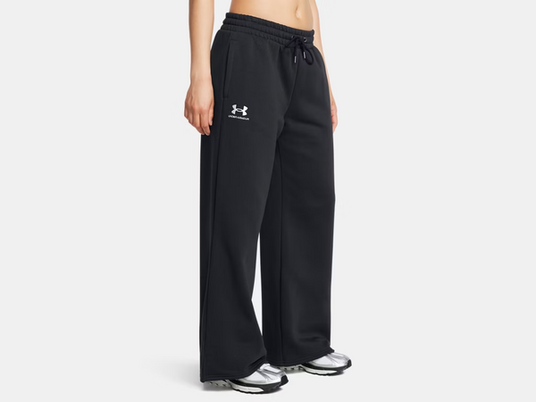 UA Icon Fleece Wide Leg Pants- Black