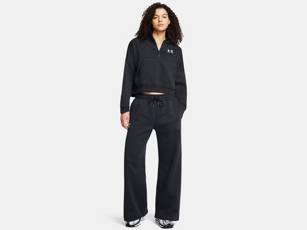 UA Icon Fleece Wide Leg Pants- Black