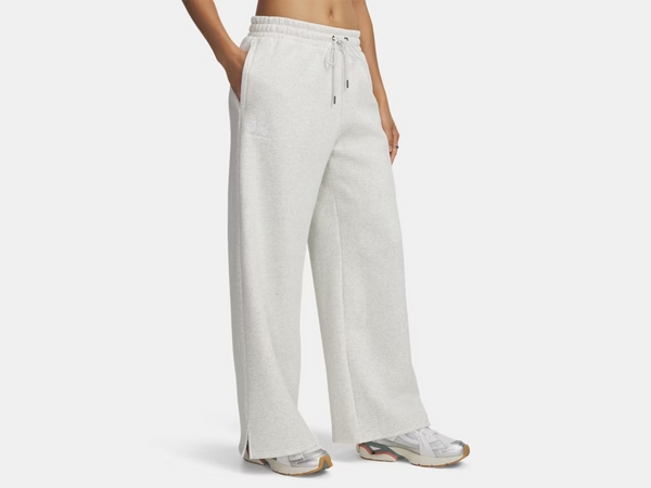UA Icon Fleece Wide Leg Pants- Distant Gray Light Heather