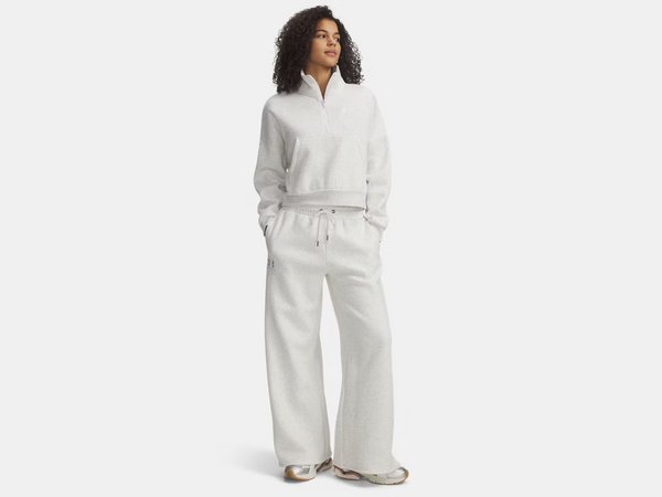UA Icon Fleece Wide Leg Pants- Distant Gray Light Heather